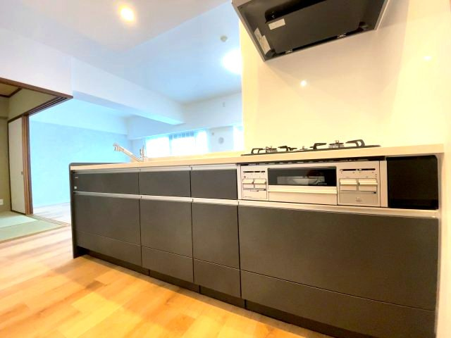 【新品】対面式システムキッチン交換（浄水器・食収庫パントリー付き）、開放的で素敵なデザインです♪