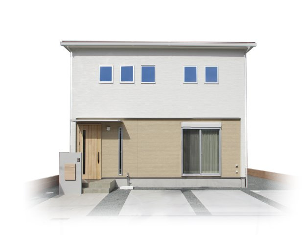 ホワイト×アイボリーの外観は明るくやさしい雰囲気を演出。【プラン例】建物価格2040万円、建物面積106.46？