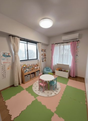 子供部屋としても活用しやすい洋室　※AIによる家具配置イメージ