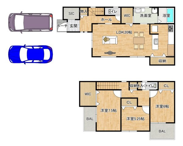 土地図＋建物プラン例