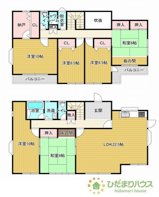 部屋数豊富な6LDKの間取りです。お子様の一人部屋はもちろん、ご夫婦の趣味のお部屋も実現可能。
