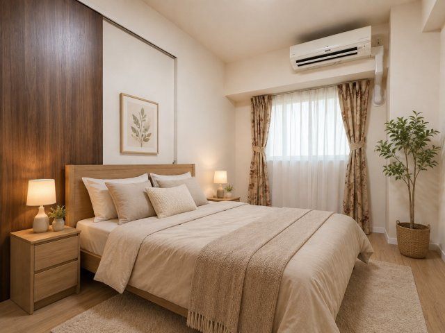 【洋室】　落ち着いた雰囲気の洋室で、心地よい睡眠とくつろぎのひとときを過ごせます。　※CG加工による空室・家具配置イメージです。