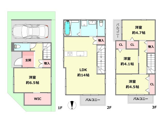 土地図＋建物プラン例