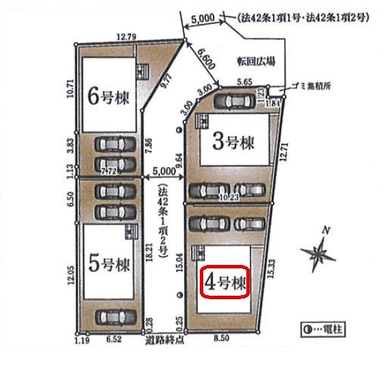 【全4棟・4号棟】土地面積143.05平米（約43.27坪）カースペース2台（車種による）