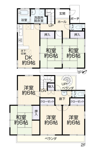 6DK、土地面積175.34m2、建物面積118.99m2　間取りです