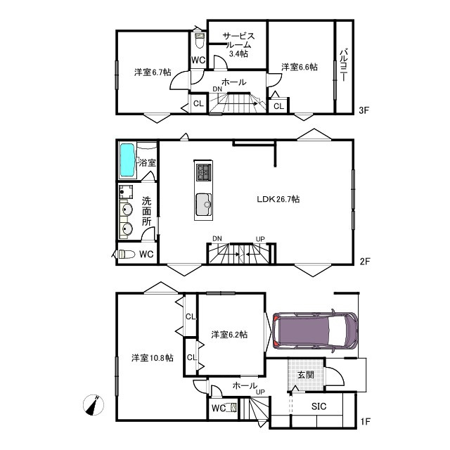 LDK26.5帖以上の4LDK　延床：約41坪　建物参考価格：2700万円