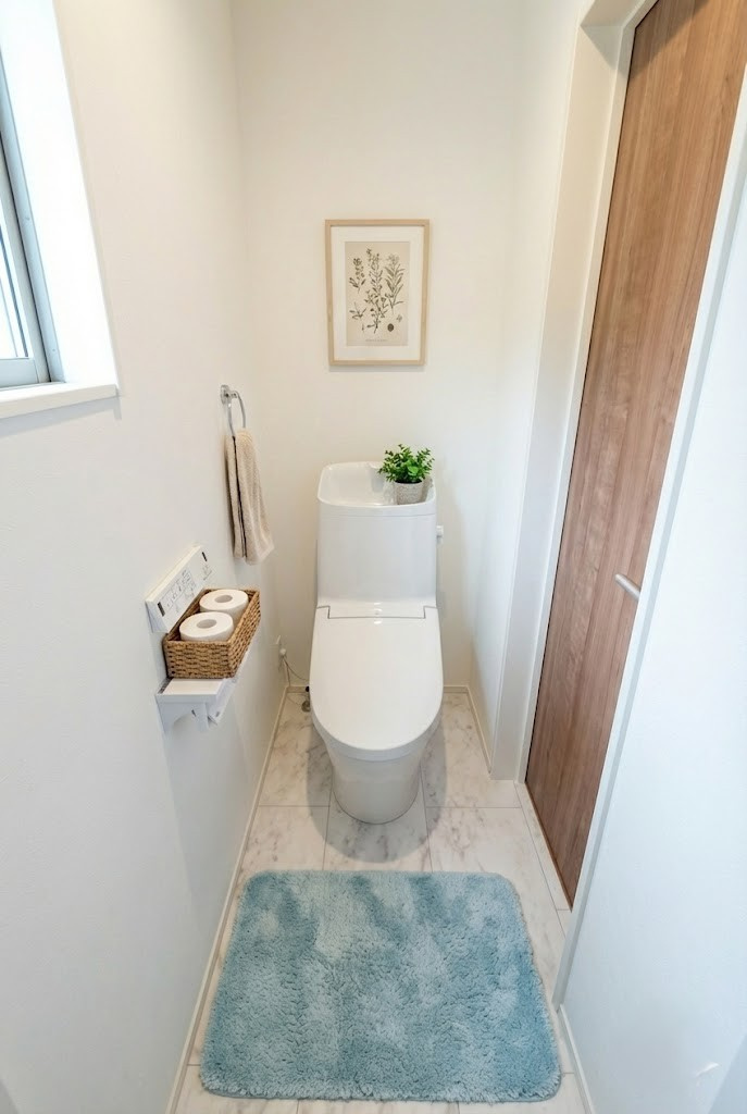 【トイレ】　温水洗浄便座付きのトイレ空間は、毎日の生活を気持ちよく過ごせます。※画像はイメージです。　嬉しいタオルリングやペーパーホルダーも完備です。
