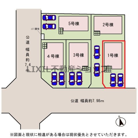 【区画図】南側道路で日当たり良好！並列駐車可能！前面道路も広くてすれ違い安心！