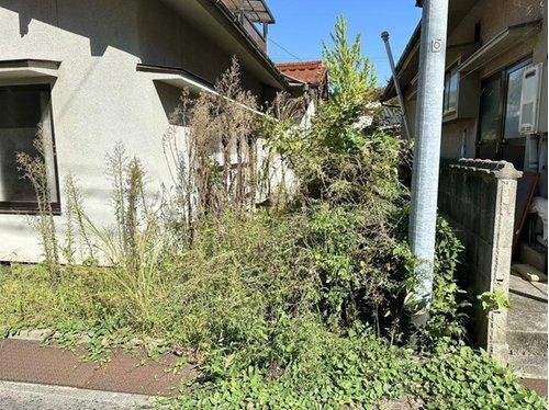 建物の外周には緑が生い茂り、自然を感じる落ち着いた雰囲気が魅力です。草木が育っており、整備すれば趣のある庭へと再生可能。ガーデニングや家庭菜園にも活用できるポテンシャルを秘めています。