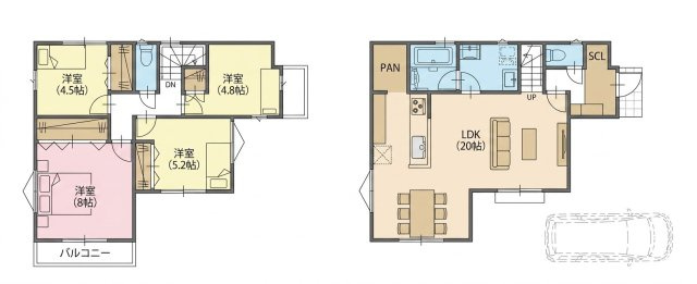 土地図＋建物プラン例
