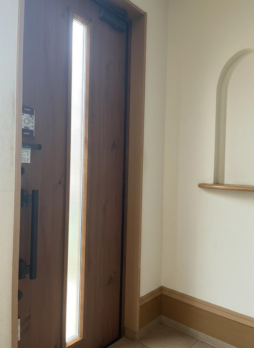 ※本画像は家具・荷物をCG加工により消去したものです。採光のある玄関で明るい印象。毎日の出入りも気持ちよく行えます。