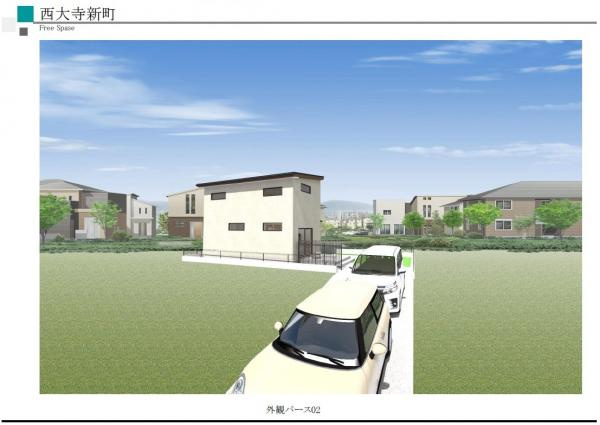 建物プラン例。外観パース。