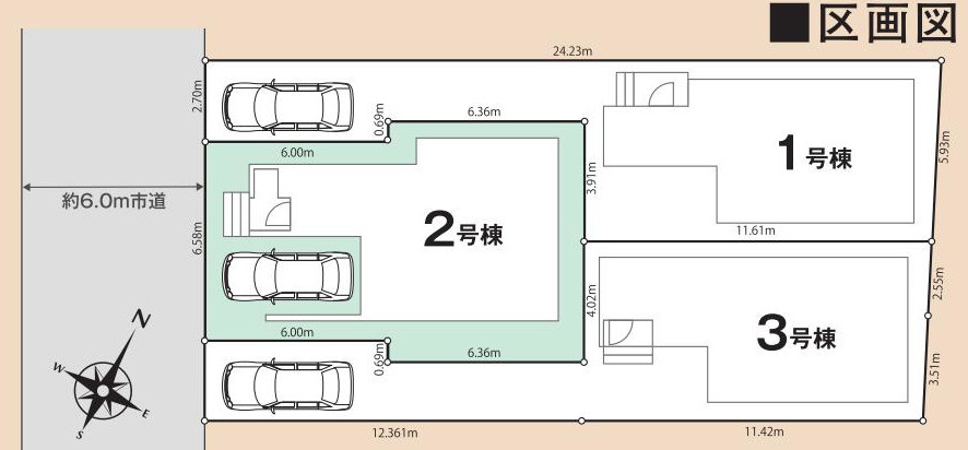 区画図は、土地の形状、境界、道路との関係を詳細に示す図面土地の正確な位置、面積、形状を把握し購入や建築計画の判断に不可欠です。区画整理や開発状況も示され、将来的な土地利用のイメージを掴む上でも重要。