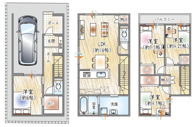 【参考プラン？】(ベストプラン建物価格：2480万円～)　■建物面積：98.56？　■3階建て×4LDK　WICを備え、収納のしやすさに配慮した快適な住まい◎