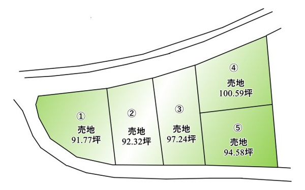 【北杜市明野町上手　分譲地の区画図】
