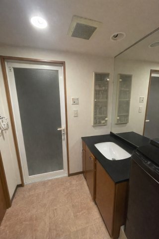 ゆったりとスペースのある洗面所