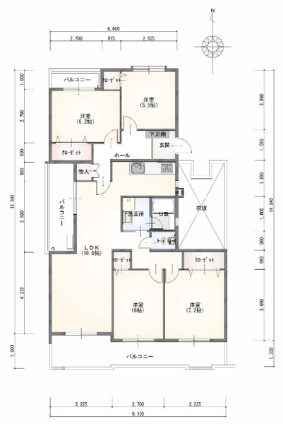 スカイタウン寺塚25号棟の間取り