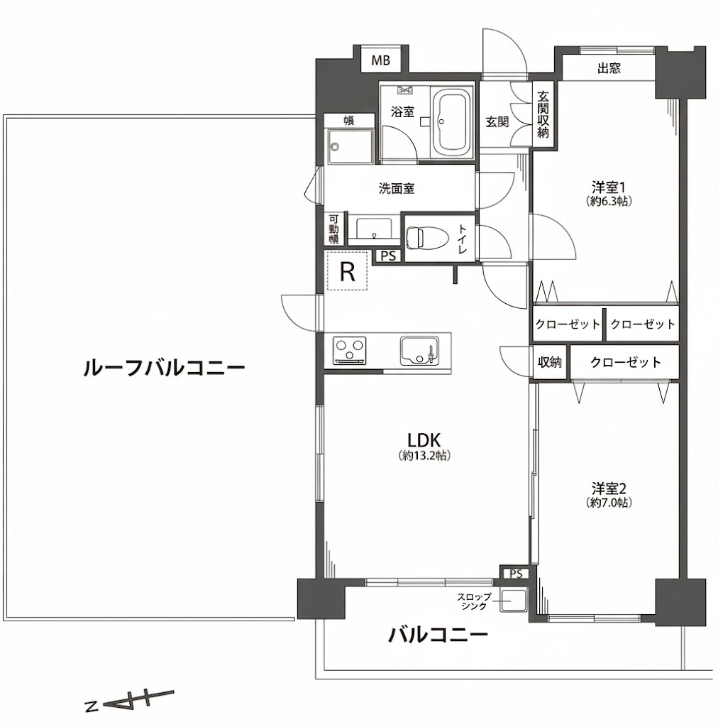 角部屋住戸につきまして日当たり・通風良好。新規リノベーションマンション。安心のアフターサービス保証付きですのでご購入後も安心して暮らせます。
