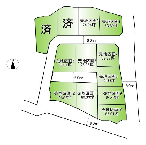 【甲斐市島上条分譲地　売地の区画図】
